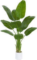 Artificial Bird of Paradise Plants,5FT Large Fake Plant with White Planter