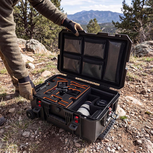Gearantics Waterproof Wheeled Hard Case, IP67, Carry-On Size, with Custom Foam for DJI RS 3 / RS 4 / RS 4 Pro Gimbal